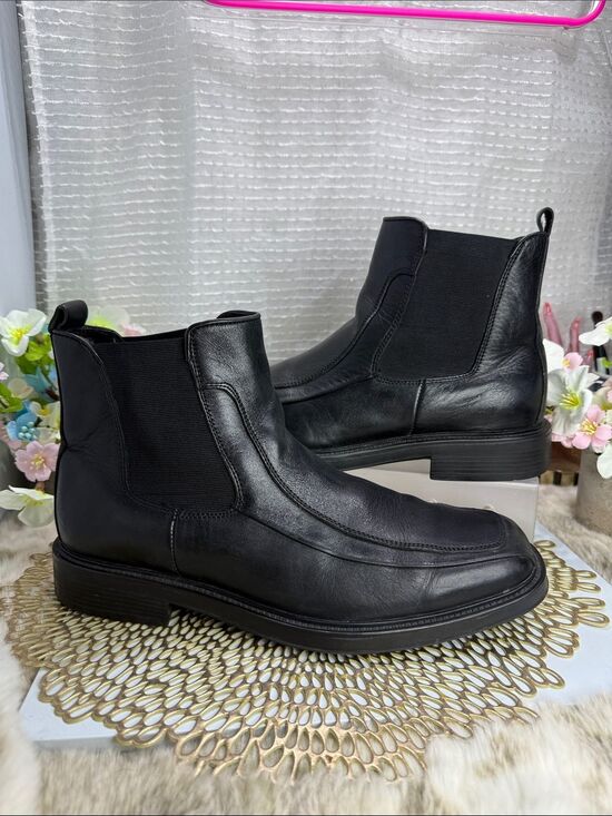 (T) ALFANI Hugh men\'s vintage Chelsea boots, black leather, size 10 M main image 10